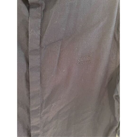 SUPERDRY Button Down Shirt-Blue Streetwear Long Sleeve Slim Fit Mens EUC Large - Picture 2 of 8